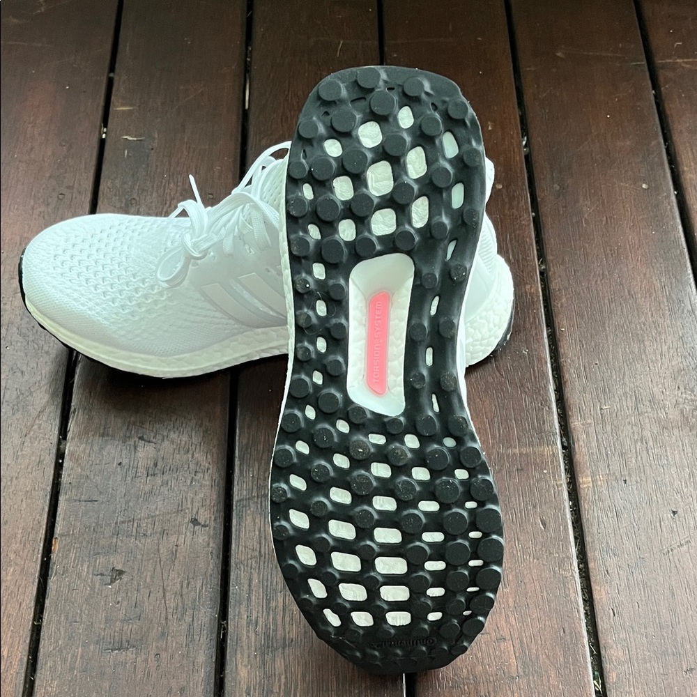 adidas Women’s All-White Knit Running Sneakers - Picture 4 of 5